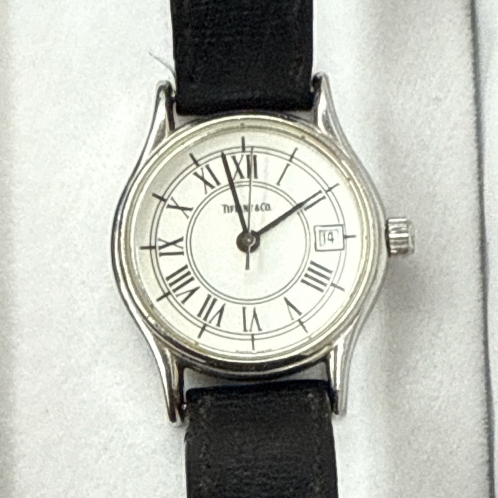 Tiffany & Co. Roman Numeral Date  Swiss Quartz Dress Watch 18-082 Original Band